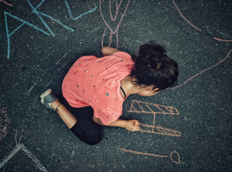 kid and chalk